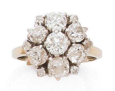 Daisy ring in white gold (750) and platinum...