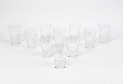 LALIQUE FRANCE
Dix verres à orangeade.
En...