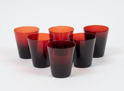CRISTAL LALIQUE FRANCE
Suite de 6 gobelets.
En...