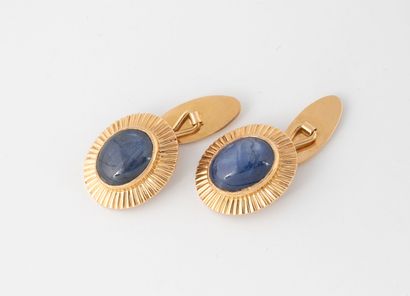 Pair of yellow gold (750) cufflinks with...