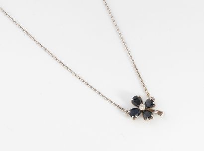 White gold (750) gourmette necklace set with...