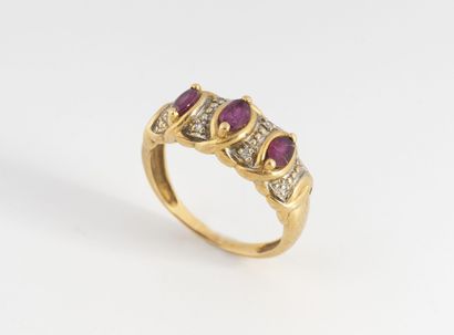 Yellow and white gold (750) ring set with...
