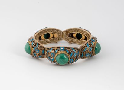 Gold-plated silver filigree (min. 800) articulated...