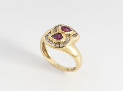 Toi et Moi ring in yellow gold (750) set...