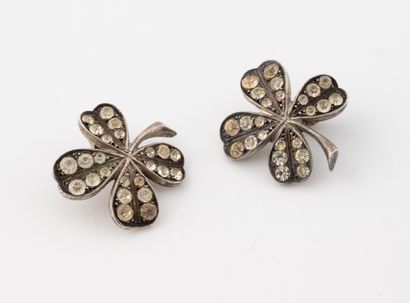 Pair of silver (800) ear clips in the shape...