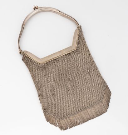 Petit sac du soir en maille en argent (min....