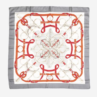 HERMES
Carré en twill de soie imprimé 'Eperon...