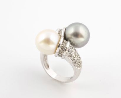 Toi et Moi ring in white gold (750) set with...
