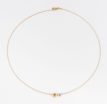 Yellow gold (750) necklace formed of an amatie...