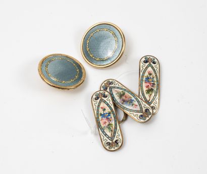 Set of silver (800) and gilt metal round...