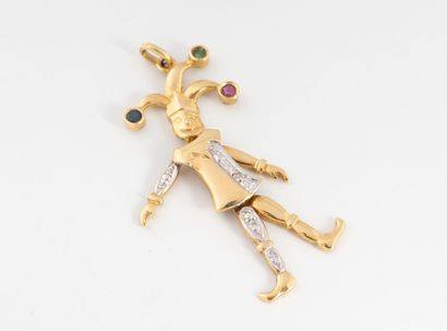 Pendentif clown articulé en or jaune (750)...