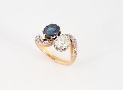 Toi et Moi ring in yellow (750) gold and...