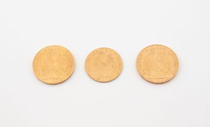 FRANCE
Deux pièces de 20 francs or, 1908,...