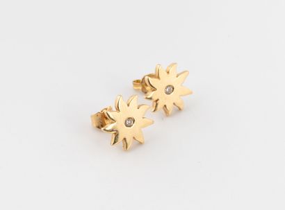 Pair of yellow gold (750) sunburst stud earrings...