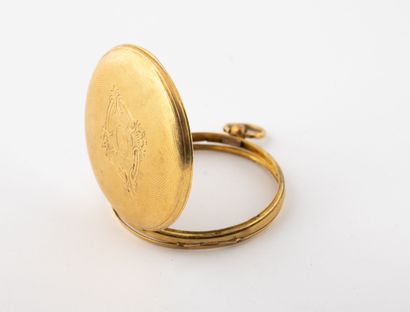Yellow gold (750) watch case with gadrooned...