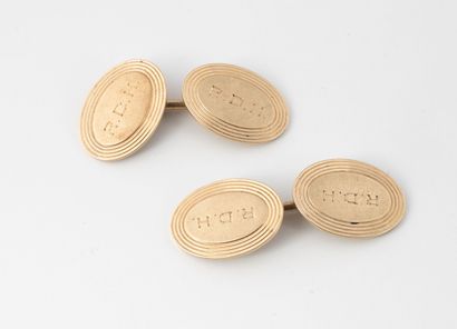 Pair of yellow gold (585) cufflinks with...