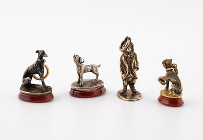 Four table stamps in silver (min. 800) or...