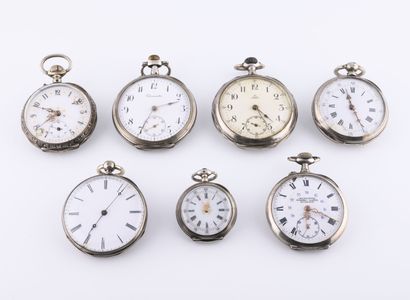 Lot of six silver (800) pocket watches and...