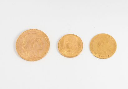 FRANCE et MEXIQUE
Lot de trois pièces or...