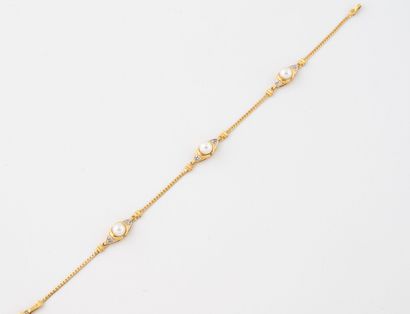 Fin bracelet en ors (750) jaune et gris à...