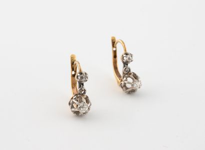 Pair of yellow and white gold (750) dormeuses...