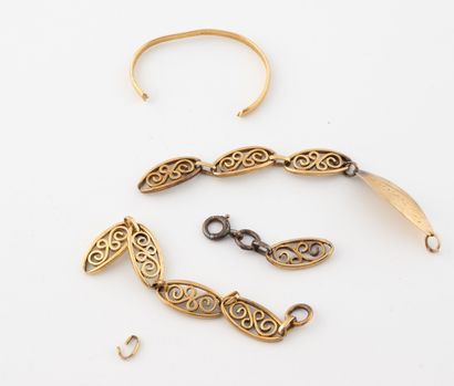 Scrap yellow gold (750) bracelet and wedding...
