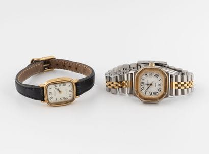 Lot 2 ladies' wristwatches in metal and gilt...