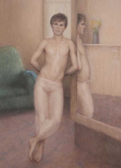 Harry HOLLAND (1941)
Young man with mirror.
Oil...