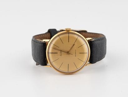 ELIDO
Men's wristwatch. 
Round case in yellow...