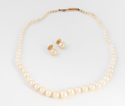 White cultured pearl necklace with yellow...