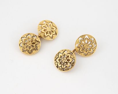 Pair of yellow gold (750) cufflinks with...