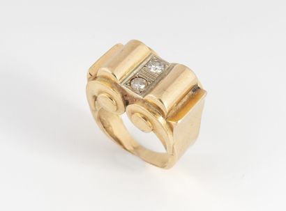 Yellow gold (750) Tank à rouleaux ring set...