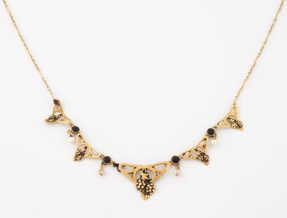Fine collar necklace in yellow gold (750)...