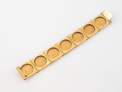 Bracelet articulé en or jaune (750) orné...