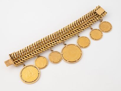 Important bracelet à double maille gourmette...