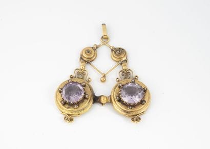 Two earrings in yellow gold (750), consisting...