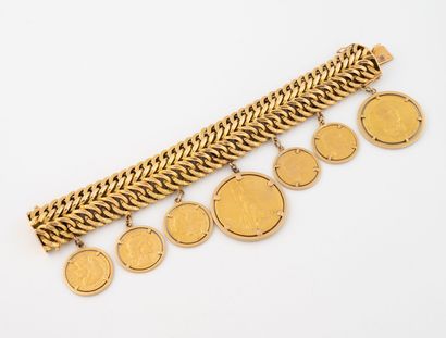 Important bracelet à double maille gourmette...