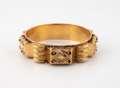 Large yellow gold (750) band bracelet with...