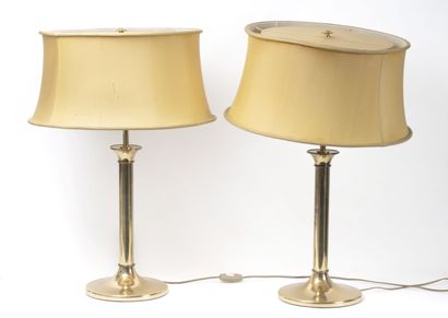 DENZ
Paire de lampes.
En laiton doré. 
H....