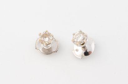 Paire de puces d'oreilles en or gris (750)...