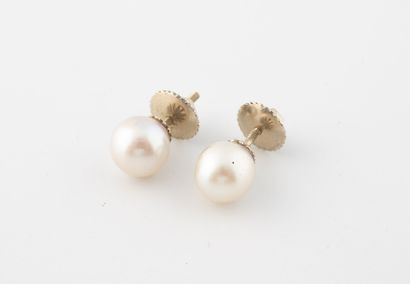 Paire de clous d'oreilles en or gris (750)...