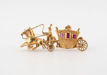 Yellow and white gold (750) brooch in the...