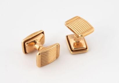 Pair of yellow gold (750) cufflinks with...