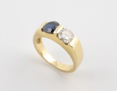 Toi et Moi band ring in yellow gold (750)...
