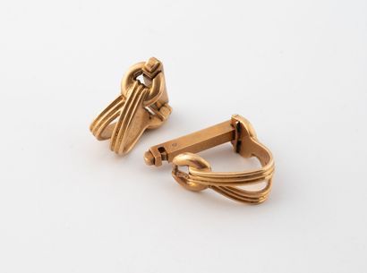 Pair of yellow gold (750) cufflinks formed...