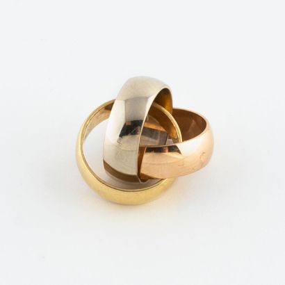 Three-tone (750) gold pendant with three...