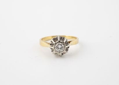 Yellow and white gold (750) ring set with...