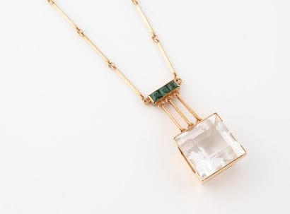 Yellow gold (585) articulated necklace with...