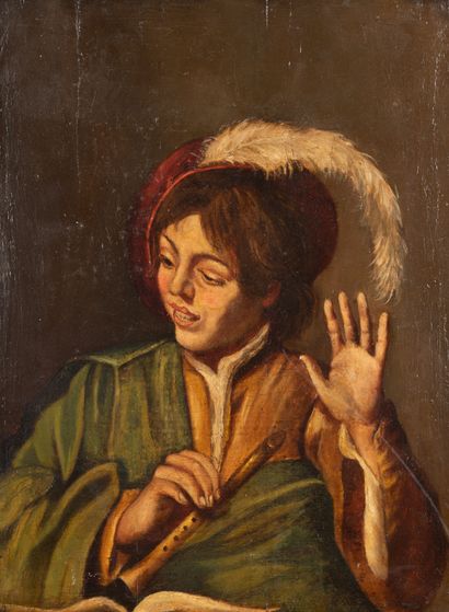 Dans le goût de Frans HALS 
The Pied Piper.
Oil...