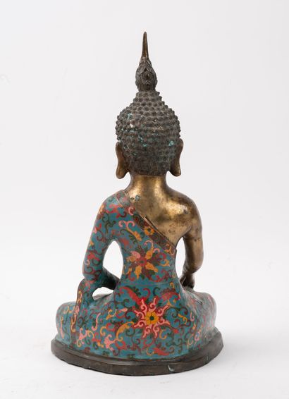 THAILANDE
Gilded bronze, cloisonné and polychrome...